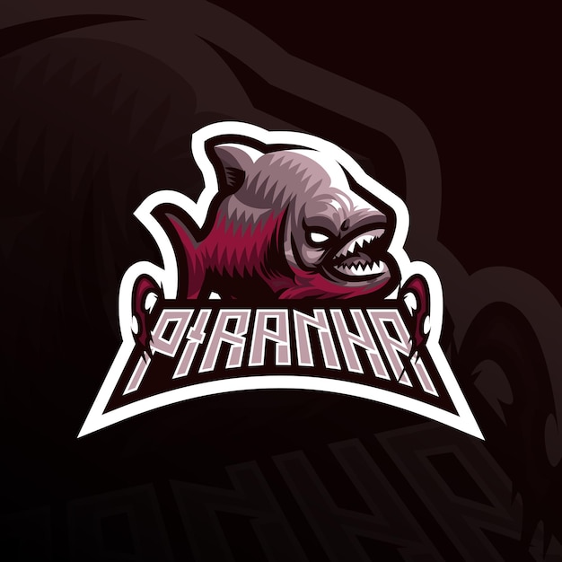 Vector Piranha Vis Mascotte Logo Premium