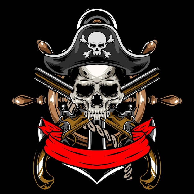 Vector of pirates skull logo illustration