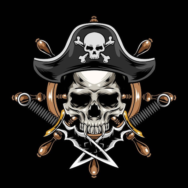 Vettore dell'illustrazione del logo del cranio dei pirati