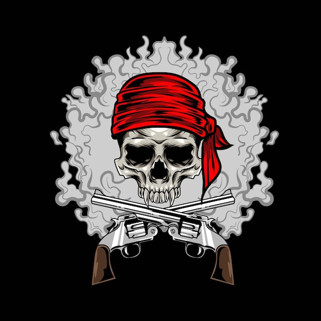 Vettore vettore dell'illustrazione del logo del cranio dei pirati