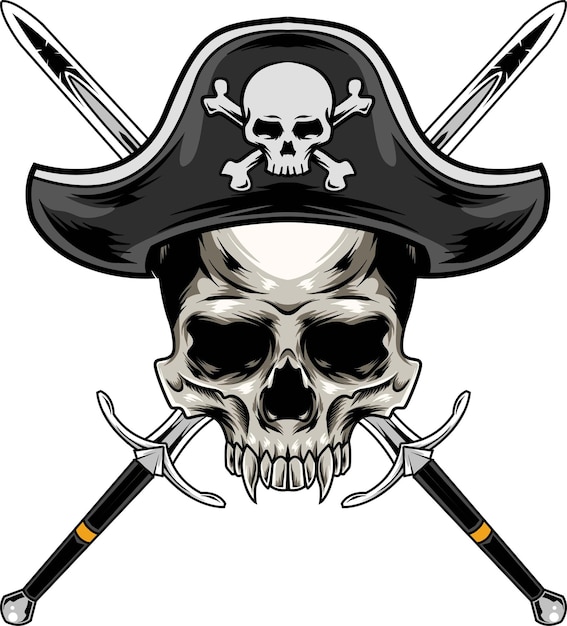 Vettore vettore dell'illustrazione del logo del cranio dei pirati