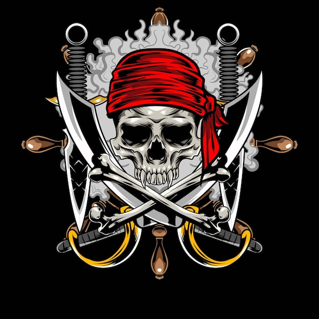 Vettore dell'illustrazione del logo del cranio dei pirati