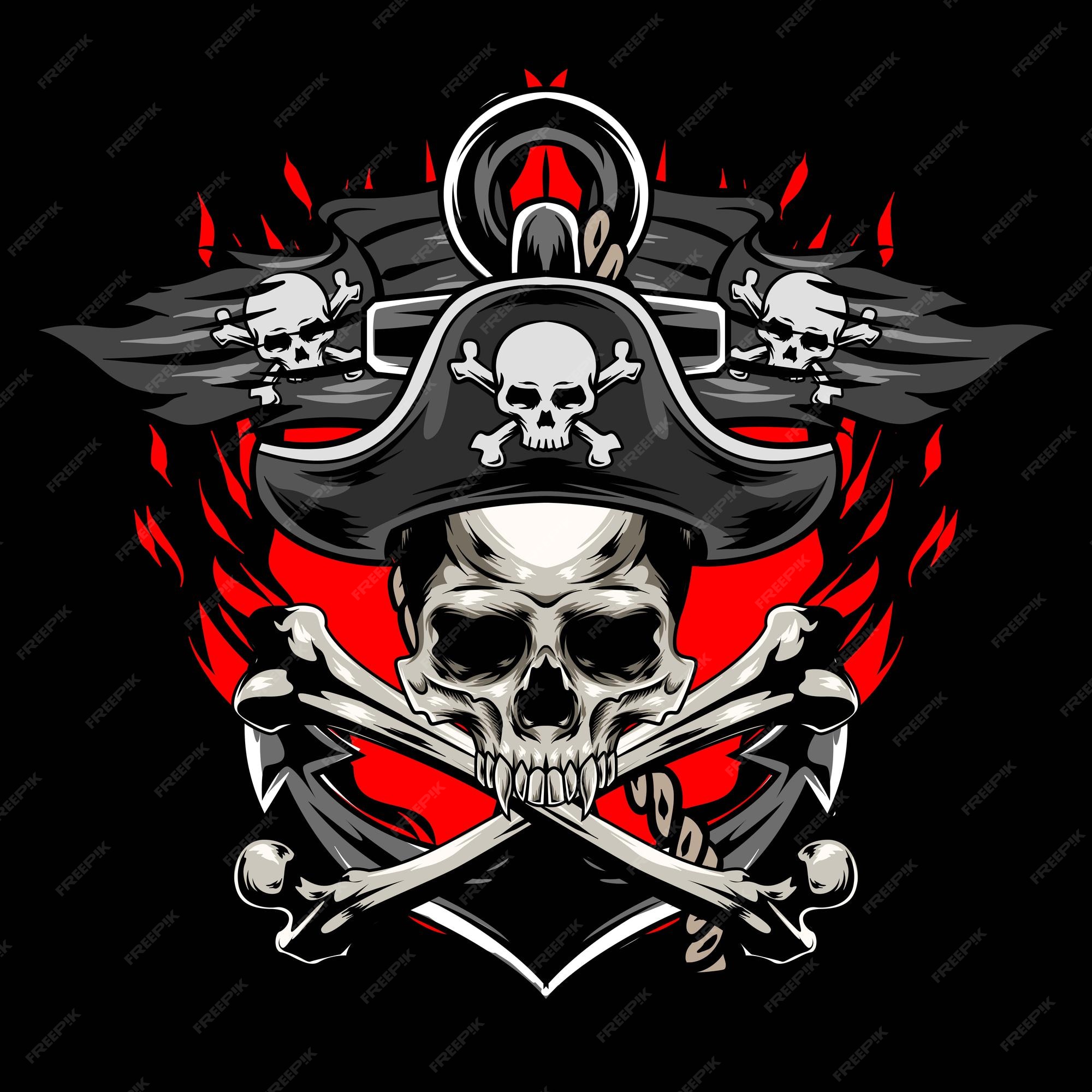 Premium Vector  Vector of pirates skull logo illustration