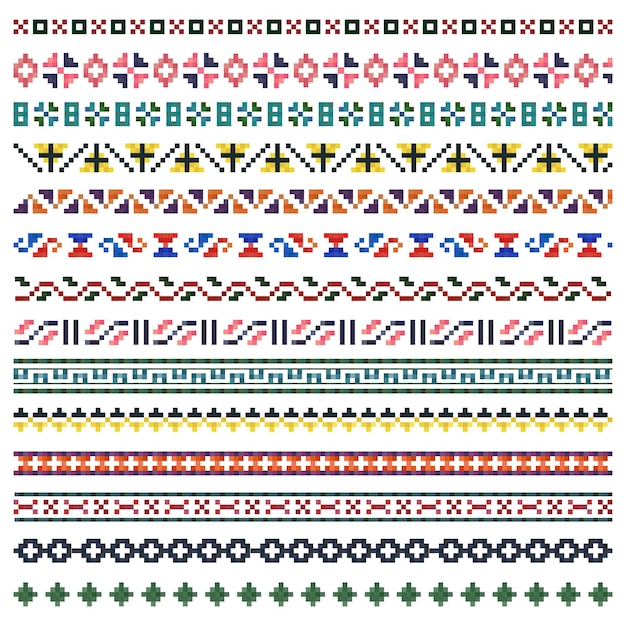 Vector vector pixel art border elements