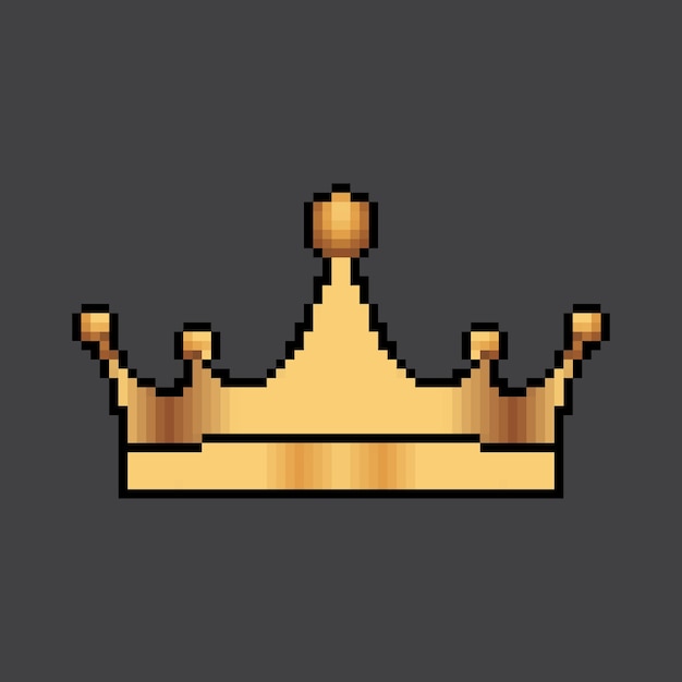 Vector pixel art crown Pixel art golden crown Pixel art royal king hat Vector illustration