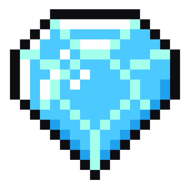 Vector pixel diamant Pixel art stijl 8bit Illustratie van pixel art geïsoleerd op een witte achtergrond