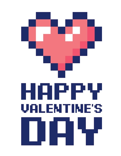 Vector pixelstijl Valentijnsdag ontwerp