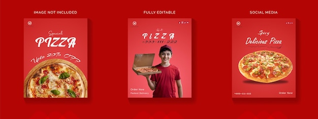 Vettore vector pizza food instagram social media post combo design