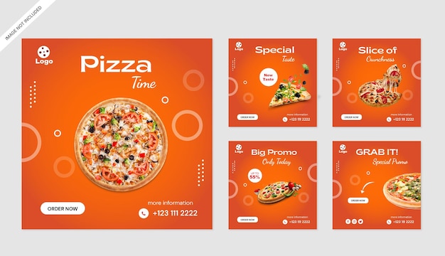 Вектор Коллекция постов в инстаграме vector pizza food menu