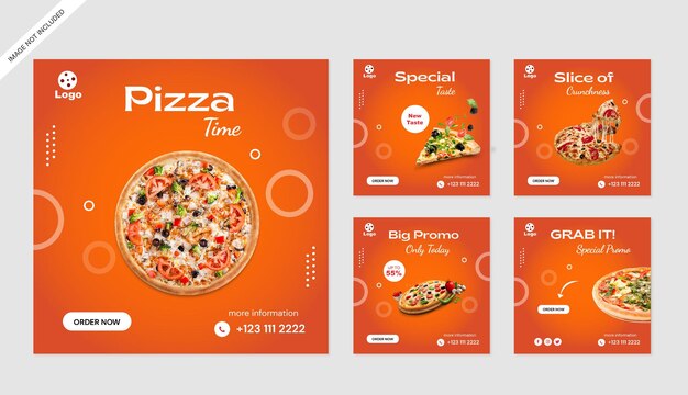 Vector vector pizza food menu verzameling instagram posts