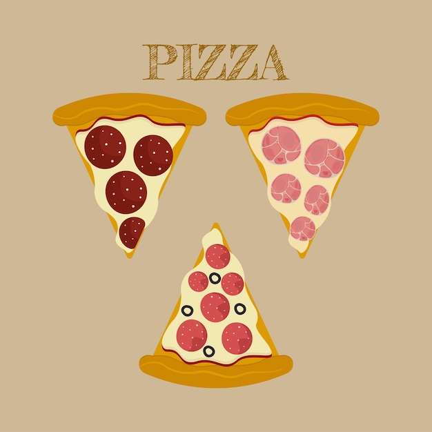 Vector pizza slice Fast food illustratie