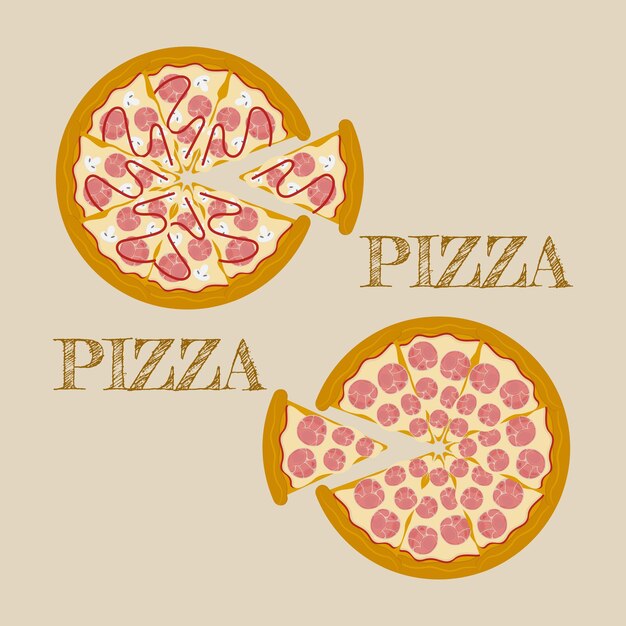 Vector pizza slice Fast food illustratie