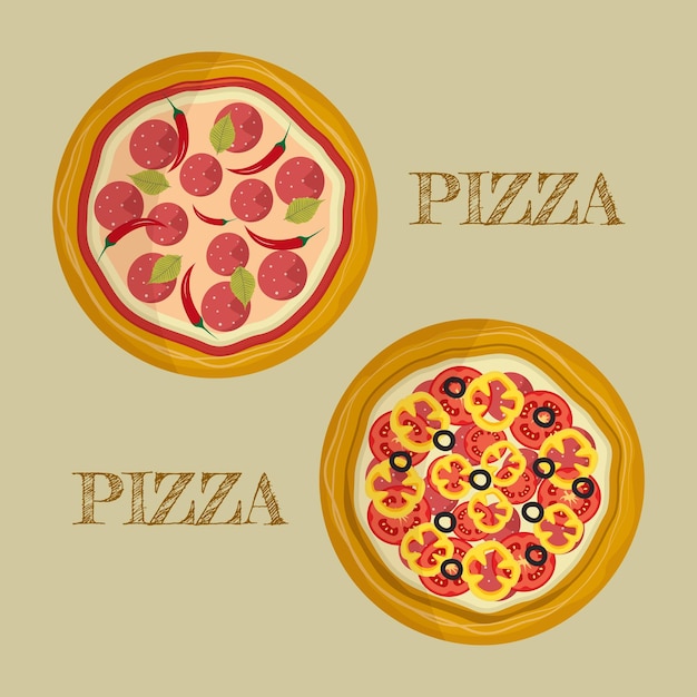 Vector pizza slice Fast food illustratie