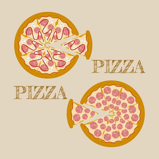 Vector pizza slice Fast food illustration