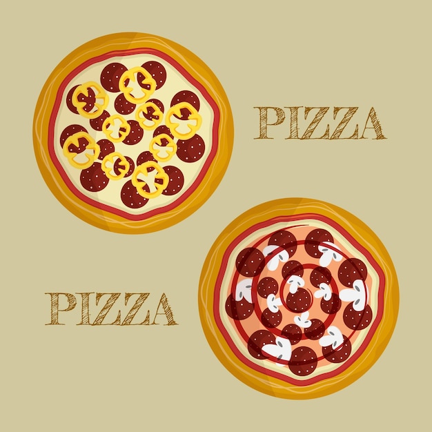 Vector pizza slice Fast food illustration