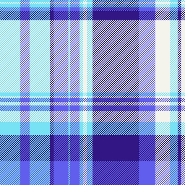 Vector plaid texture of fabric seamless tartan with a pattern textile check background in indigo and white colors