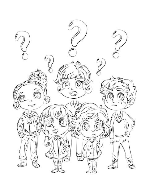 Vector a plain sketch of a kids thinking