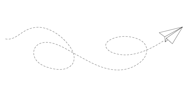 Vector plane and its path Linear illustration