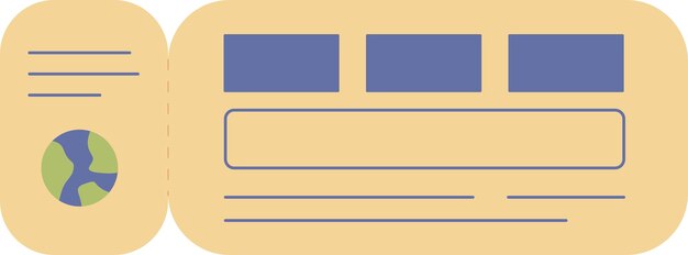 Векторный билет на самолет Простой плоский стиль Иллюстрация для туризма и путешествий