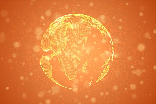 Vector planet earth from dots on an orange background