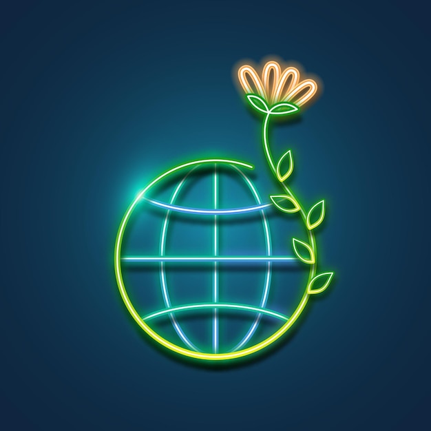 Vector vector of planet earth neon