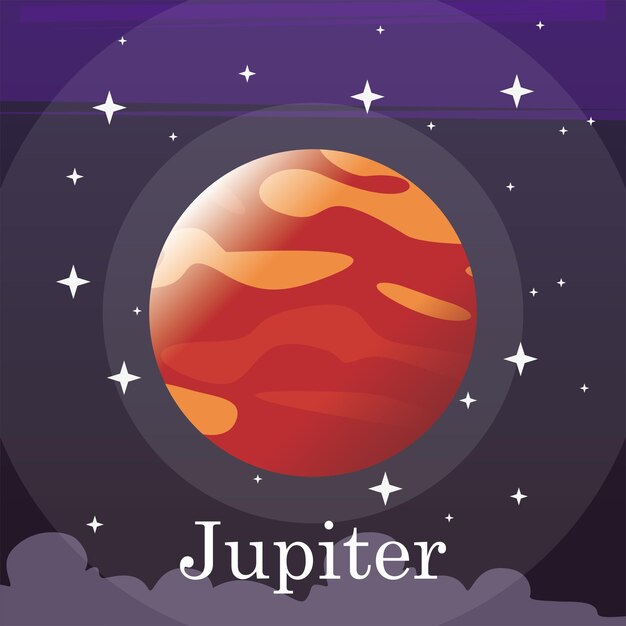 vector planet jupiter in the sky