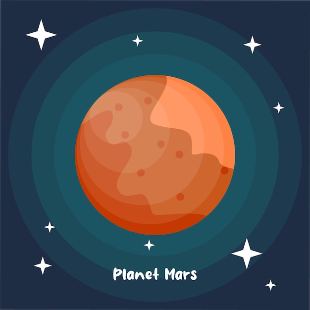 vector planet mars colorful mars background with flat design