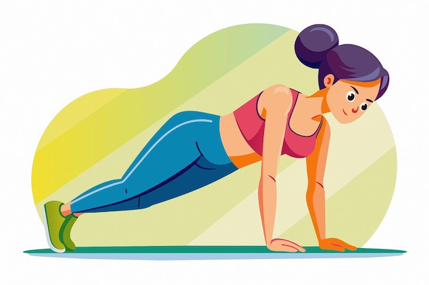 Vector vector plank with leg lifts exercise clipart