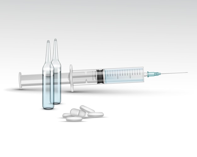 Vector vector plastic medical syringe isolated on white