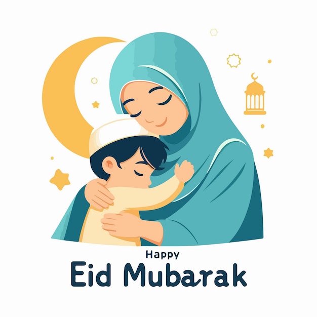 Vector plat eid mubarak illustratie eid social media postontwerp