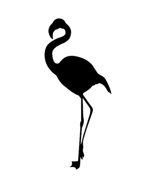 Vector plat flamingo silhouet geïsoleerd op een witte achtergrond