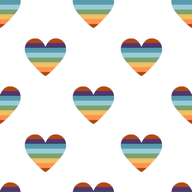 Vector plat hand getekende naadloze patroon met hart shped trots lgbt regenboogvlag