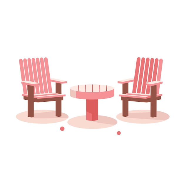 Vector plat icoon een gezellige hoek met roze stoelen en een tafel