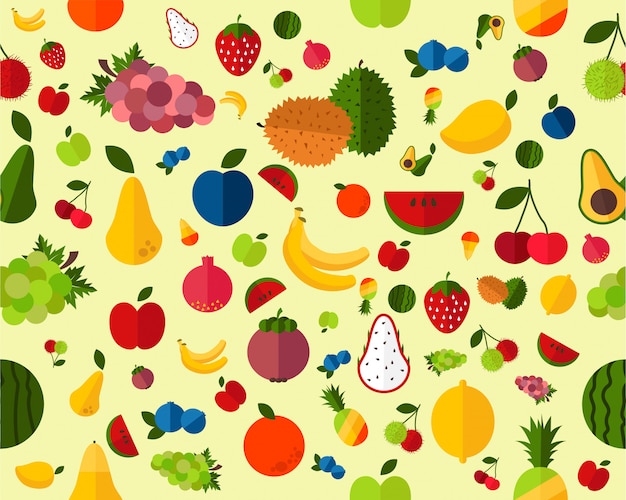 Vector plat naadloze textuur patroon vers fruit.