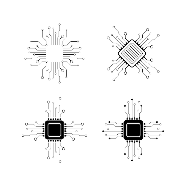 Vector vector plat ontwerp sjabloon van het logo van de processor