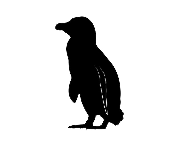 Vector plat pinguïn silhouet geïsoleerd op een witte achtergrond