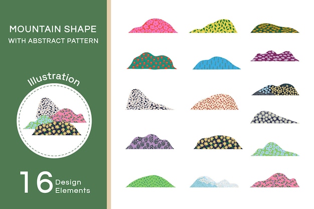 Vector platte bergvorm met abstract patroon