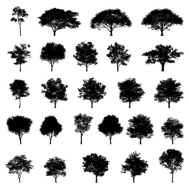 Vector vector platte eenkleurige illustratie van bomen
