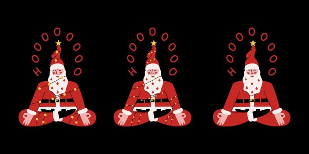 Vector platte hand getekende set kerst illustraties