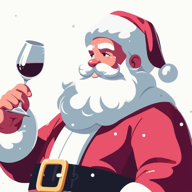 Vector platte illustratie van de kerstman met een drankje kerstman logo AI gegenereerd