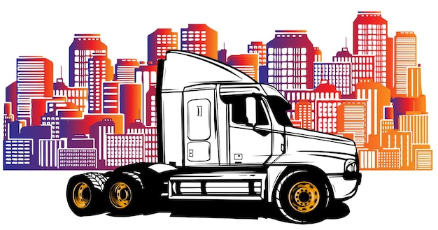 Vector platte illustraties van vrachtwagens