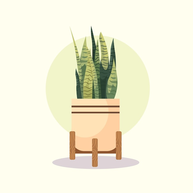 Vector platte kamerplant pot illustratie Kleurrijke kamerplant in pot voor uw ontwerp