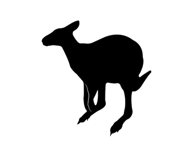 Vector vector platte kangoeroe silhouet geïsoleerd op een witte achtergrond