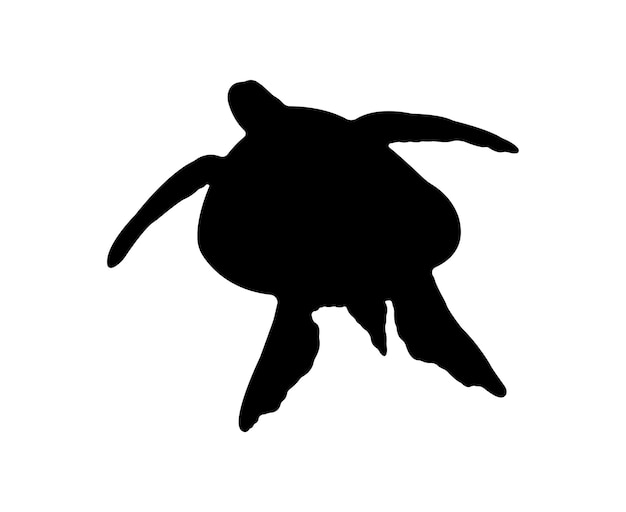 Vector platte schildpad silhouet geïsoleerd op een witte achtergrond