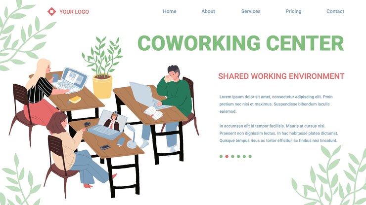 Vector platte stripfiguren voert werktaken uit. Succesvolle werknemers zakelijke freelancers bij werkproces-coworking center, professioneel werkstroomproces, website bestemmingspagina concept