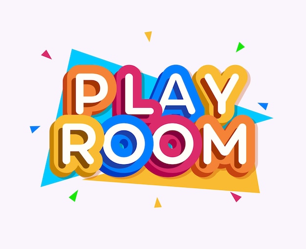 Vector play room logo colorful style for game zone kids shop baby club children school clothes company toys shop toy market cafe banner education club kid store firm cartoon label 10 eps