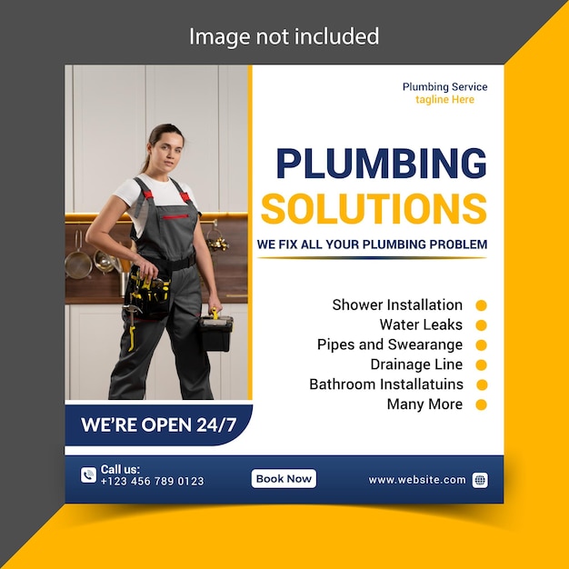 vector plumber special discount facebook post