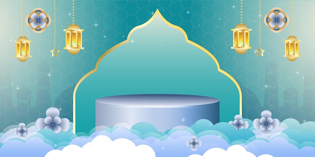 vector podium platform islamic eid background