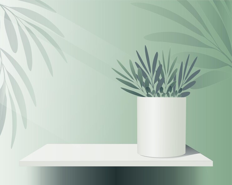 Vector vector podium platform shelf on green background