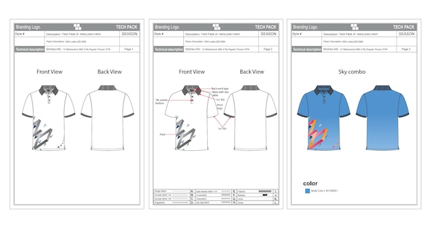 Vector vector polo tshirt design template tech pack